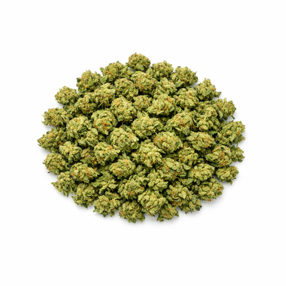 Fleur CBD+ THV "Popcorn" en vrac sur fond blanc, mise en avant dans la collection Fleurs CBD + et Nos promos.