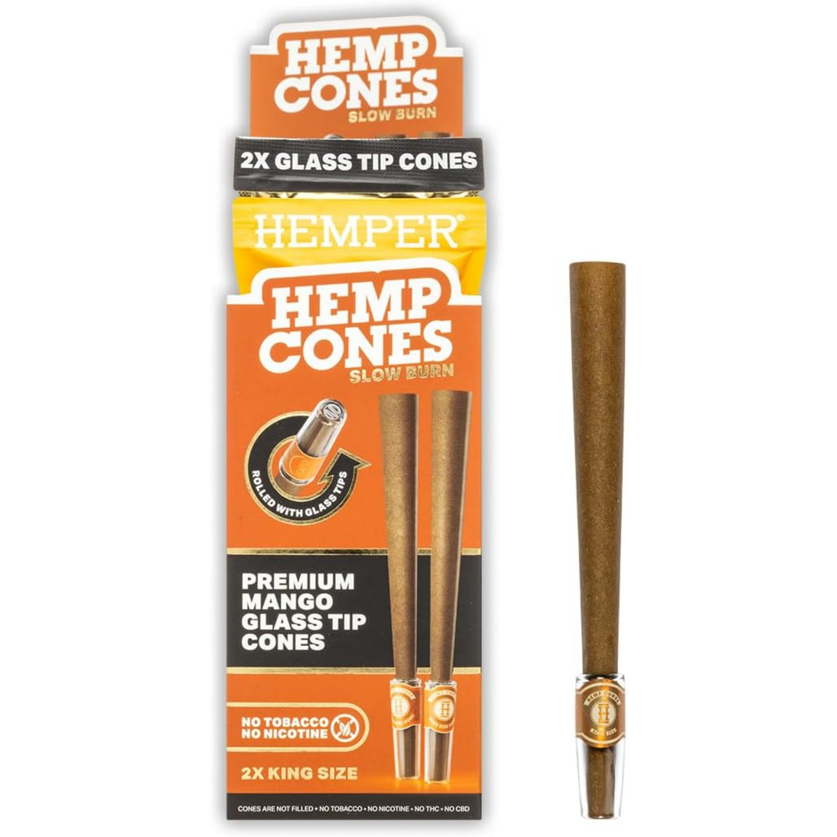Hemper King Size : cônes de chanvre et embouts en verre