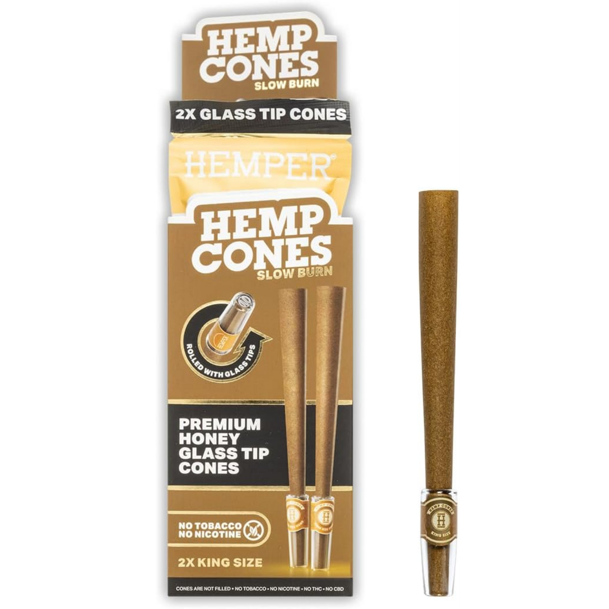 Hemper King Size : cônes de chanvre et embouts en verre