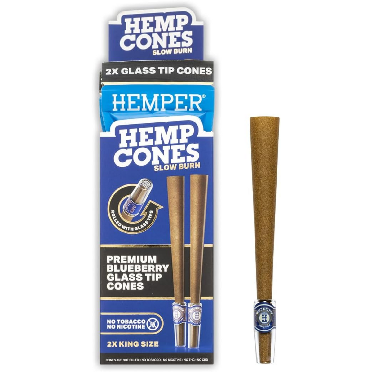 Hemper King Size : cônes de chanvre et embouts en verre