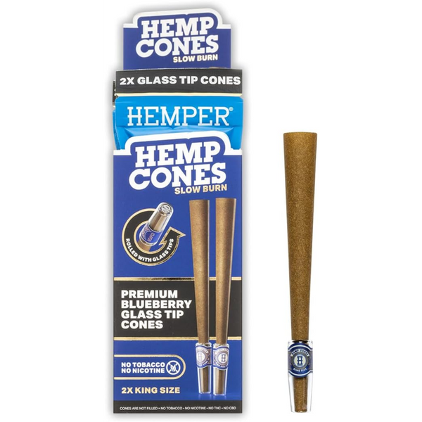 Hemper King Size : cônes de chanvre et embouts en verre