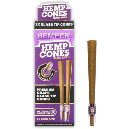 Hemper King Size : cônes de chanvre et embouts en verre