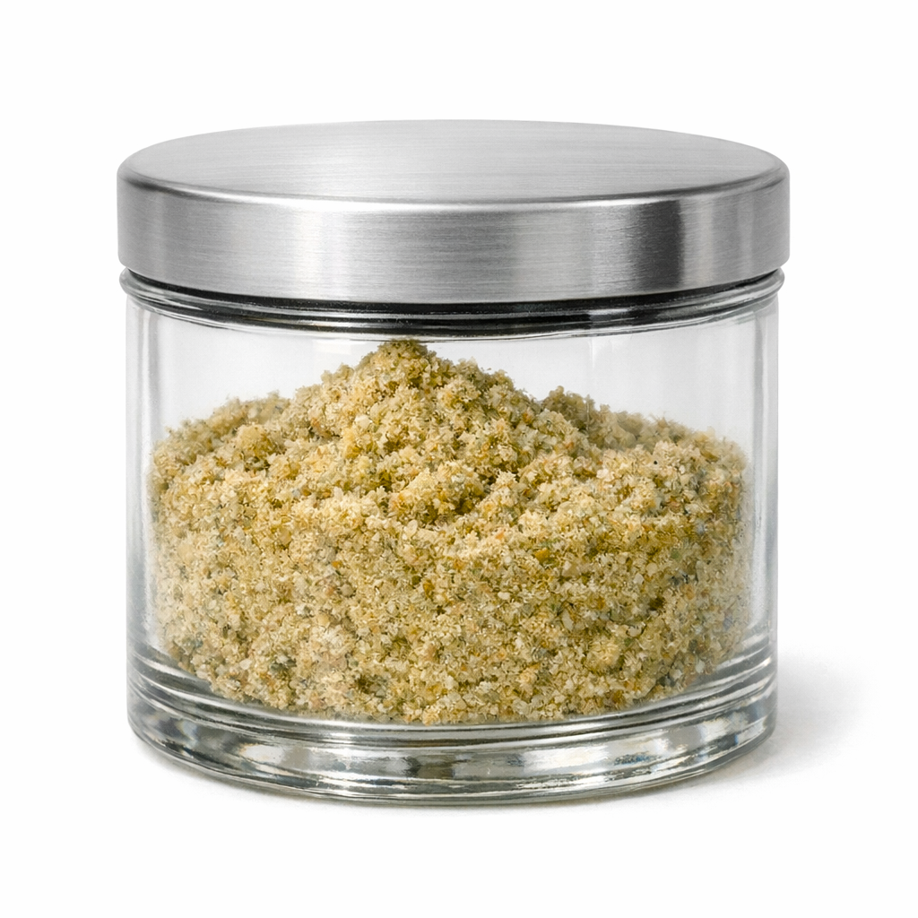 Pollen 20% CBD "Amnesia" naturel en pot en verre avec fermeture métallique, issu de collections Fleurs CBD et Nos promos.