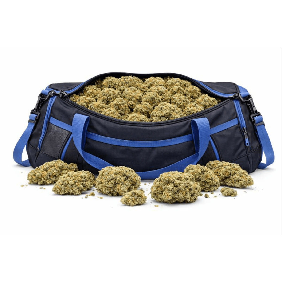 Fleur CBD+ 60% Cali "OG kush" en gros dans un sac bleu, issue de la collection Nos Fleurs Californiennes et Fleurs CBD +
