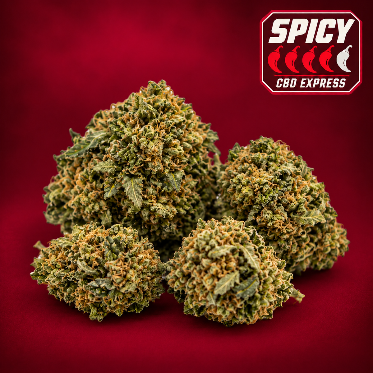 super skunk CBD — badge Spicy CBD Express street, 4 piments rouges sur cinq, piment clair