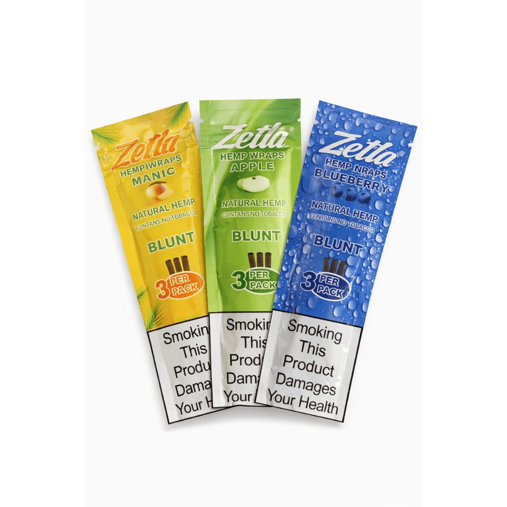 Wraps CBD Zelta Blunt 3 saveurs pomme myrtille mangue – feuilles chanvre aromatisées naturelles, lot 3 pre-rolls hemp wrap sans tabac, achat pas cher livraison rapide France